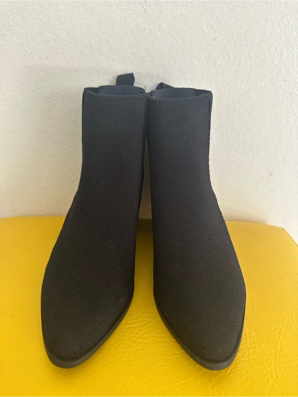 Rothy’s Western Black Women's Knit Block Heel Ankle Boots